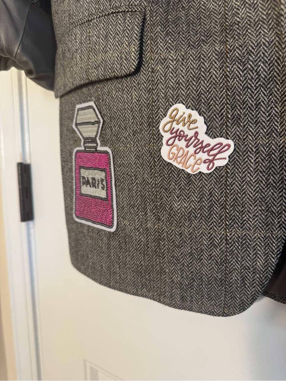 Vintage Upcycled Blazer with Colorful Patches and Jewels - Picture 5 of 12